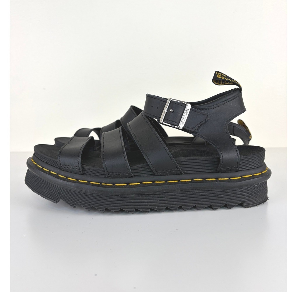 Dr. Martens Blaire Black Leather Platform Sandals Women's 10 EU 42